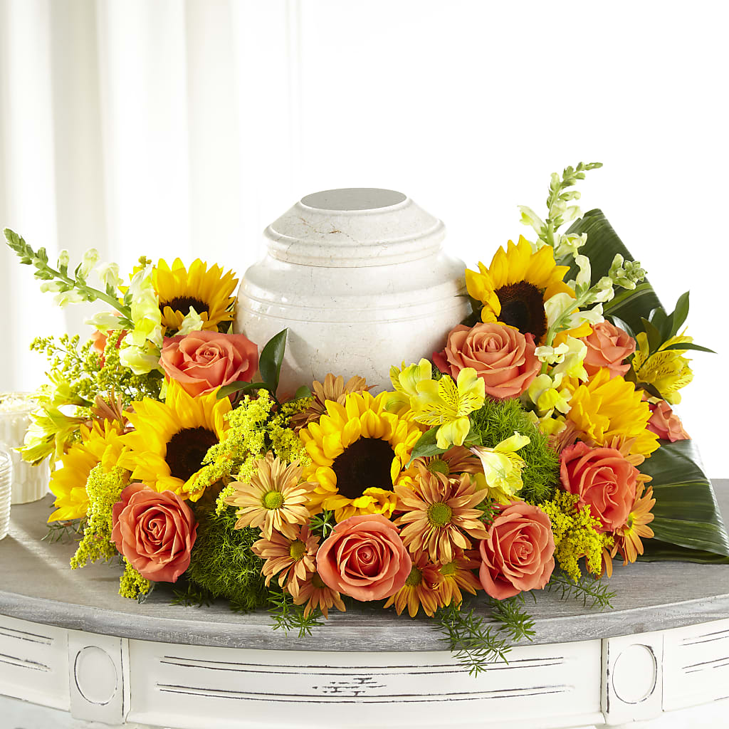 Faithful Sunflower Cremation Adornment – Charleston Cut Flower Company, Charleston WV