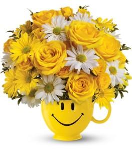 Teleflora's Be Happy Mug by CCF – Charleston Cut Flower Company, Charleston WV