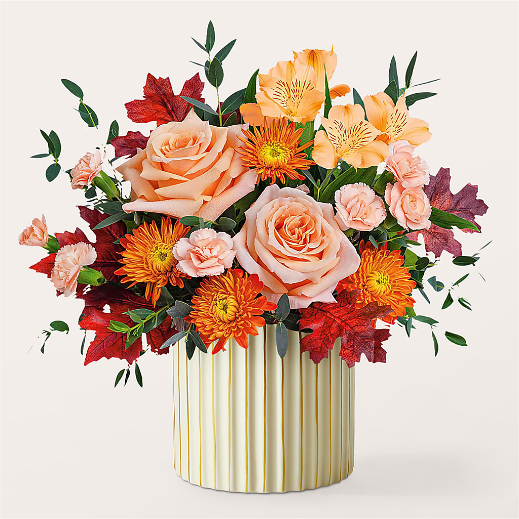 Spiced Latte Bouquet with Ivory Vase – Charleston Cut Flower Company, Charleston WV