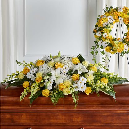Golden Harmony Casket Spray –  Charleston Cut Flower Company, Charleston WV