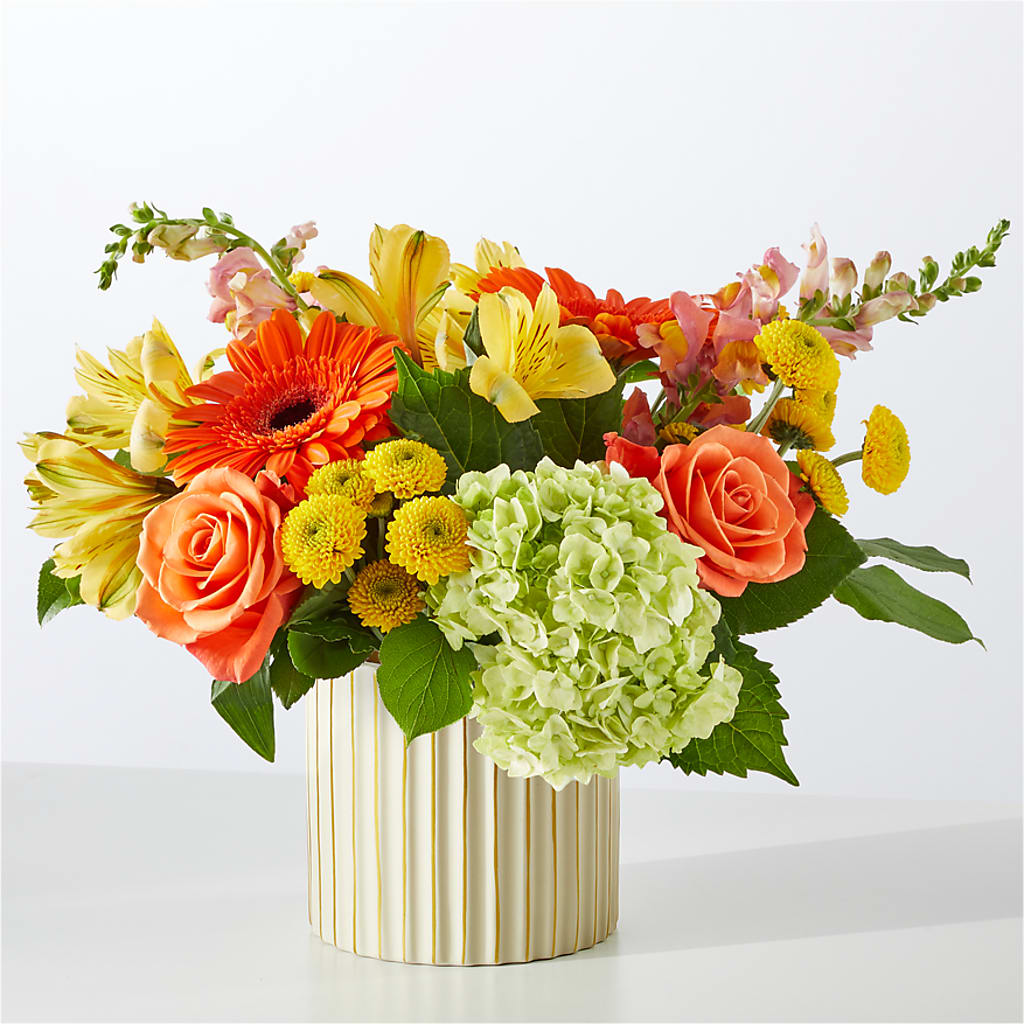 Autumn Sunshine Bouquet with Ivory Vase –  Charleston Cut Flower Company, Charleston WV