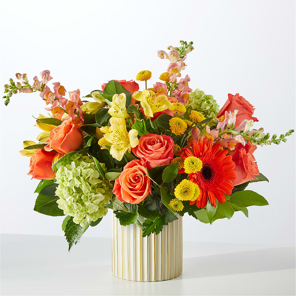 Autumn Sunshine Bouquet with Ivory Vase –  Charleston Cut Flower Company, Charleston WV