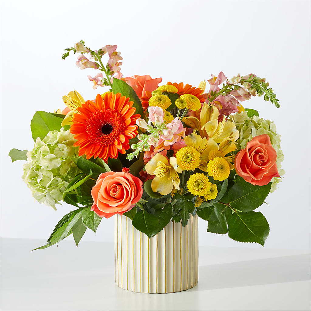 Autumn Sunshine Bouquet with Ivory Vase –  Charleston Cut Flower Company, Charleston WV