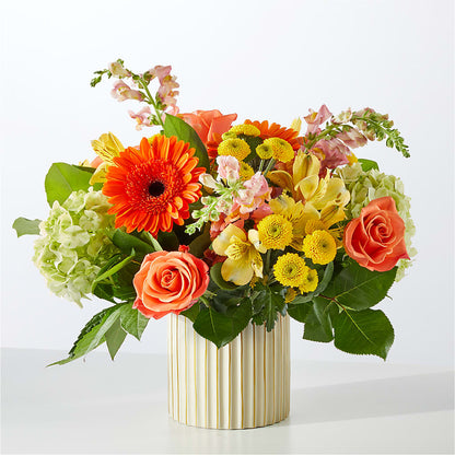 Autumn Sunshine Bouquet with Ivory Vase –  Charleston Cut Flower Company, Charleston WV