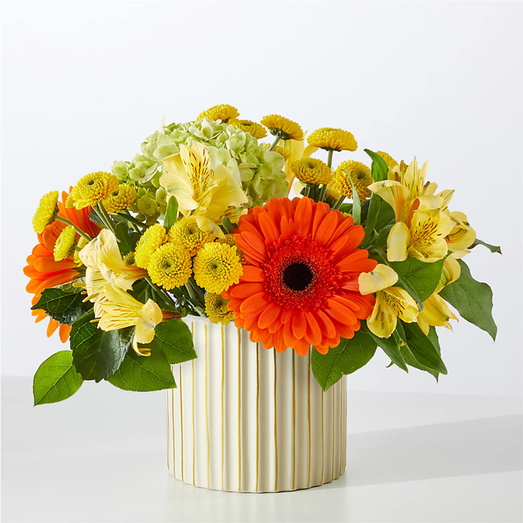 Autumn Sunshine Bouquet with Ivory Vase –  Charleston Cut Flower Company, Charleston WV