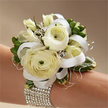 White Wedding Corsage –  Charleston Cut Flower Company, Charleston WV