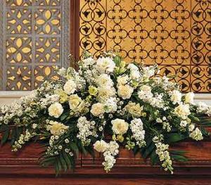 Pure White Casket Spray - by Charleston Cut Flower Co.